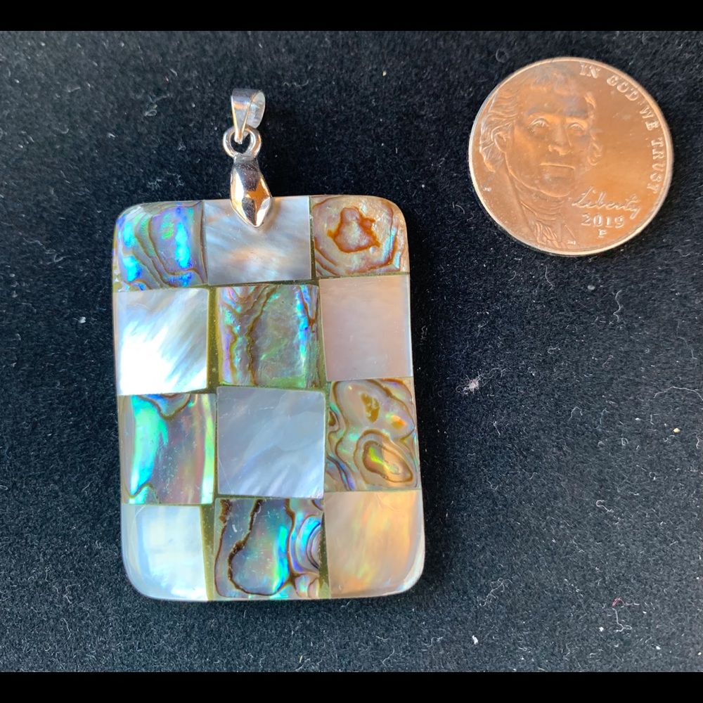 New Abalone and Mother of Pearl Inlay Pendant with 925 sterling silver bail